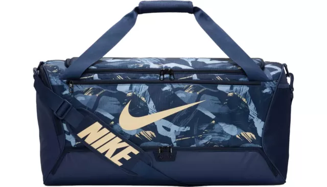 Nike Brasilia Printed Duffel Bag (Medium, 60L), Navy