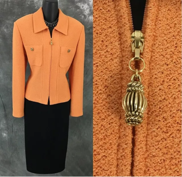 BEAUTIFUL St John collection jacket knit orange suit blazer size 12