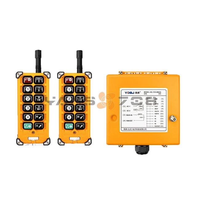 2 Emettitori +1 Ricevitore F23-BB Gru Sollevatore Radio Telecomando Wireless DC24V