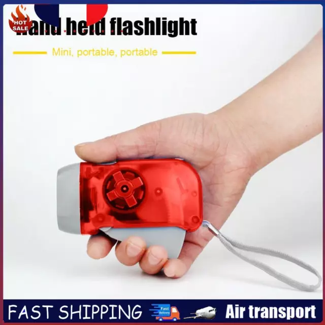 LED Hand Pressing Dynamo Flashlight Lamp Portable Hand Crank Torch (Red) FR