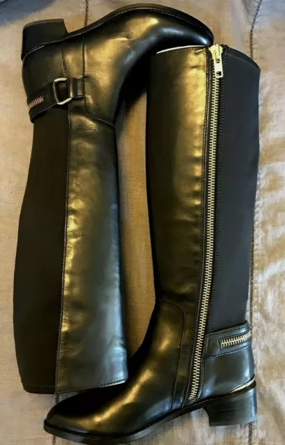 STEVE MADDEN Size 7M RYPERR Women's Black Leather Knee High Fashion Boots $139 2