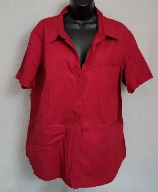 St John's Bay Button Down Shirt Top Blouse Size 1X Womens Red