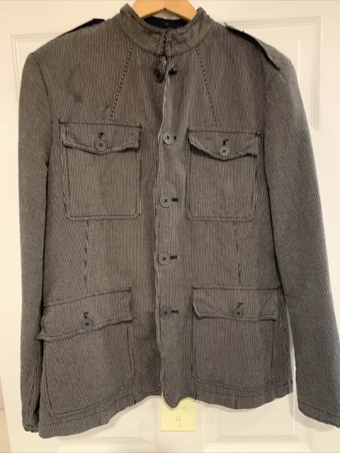 JOHN VARVATOS Men’s Medium Military Jacket Excellent Style & Condition Blue/Tan