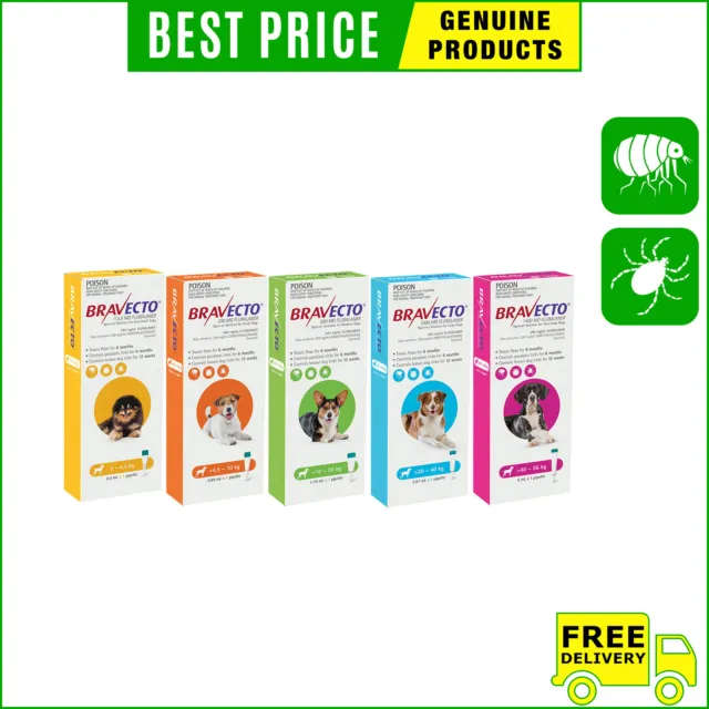 BRAVECTO Spot-On 6 Months Tick and Flea Treatment for Dogs 1 Pipette FREE Ship