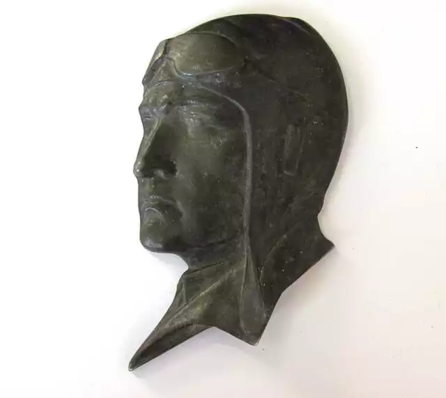 Wwi Original German Aviator Pilot Head Pewter Plaque Bas-Relief Very Rare