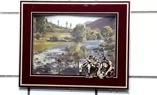 Old GOLD MINING PANNING SHADOWBOX Sign WATTERS HARDWARE GALESBURG IL Vernon Co