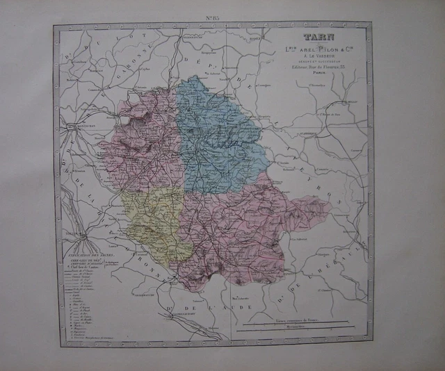 Carte Ancienne Du Tarn En 1794 - édition Originale Prudhomme - Castres, Albi, Lautrec, Etc.