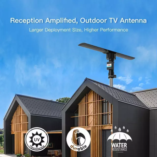 980 Mile Amplified TV Antenna HDTV Digital 1080P 4K VHF UHF Motorized 360 Rotate