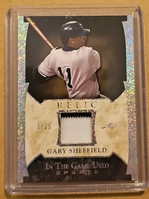 2022 Leaf In The Game Used Gary Sheffield Silver Foil Jersey Relic Card #'d 2/25