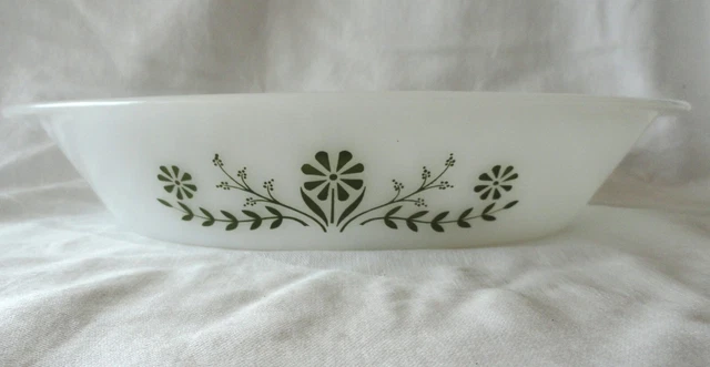 Vtg Glassbake Daisy Divided Casserole Serving Dish McKee Glass Co