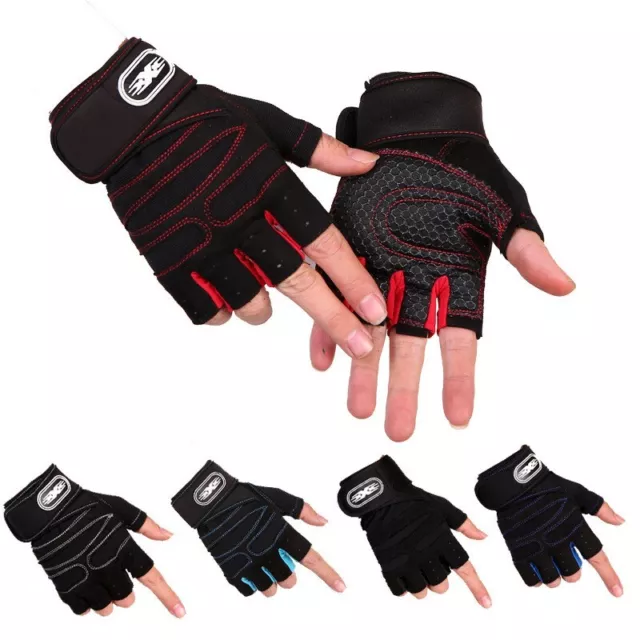 Gym Gloves With Wrist Wrap Workout Weight Lifting Fitness Exercise Women Men