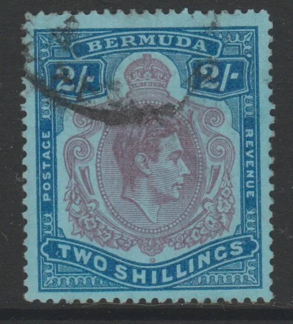 Bermuda used p13 sg116f 1938-52 2/- reddish purple & blue on pale blue ordinary