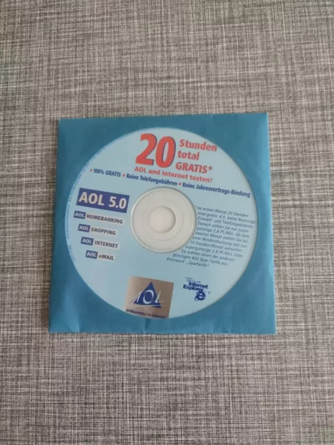 AOL Werbe-CD, 20 Stunden GRATIS testen! AOL 5.0, NEU & OVP  Unbenutzt Rarität ❗❗