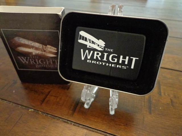 Wright Bros Brothers With Plane Black Matte Zippo Lighter Mint In Box 2003
