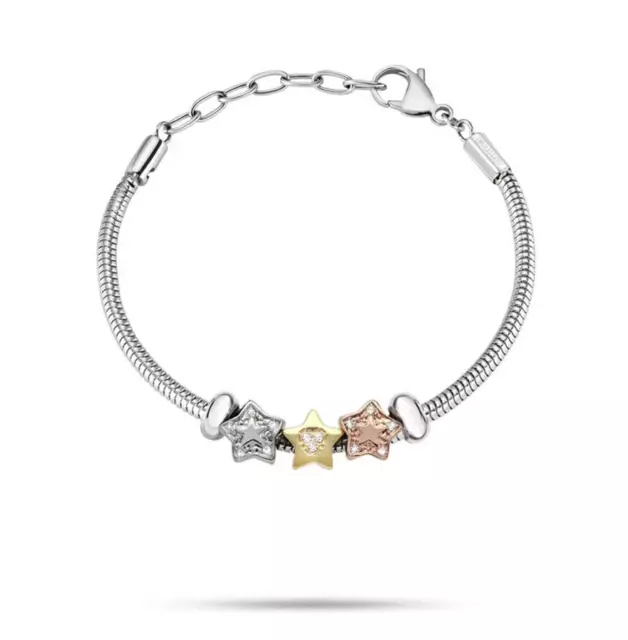 Morellato Bracciale Donna Acciaio Stars,Charms Stelle Con Cristalli,Drops,Scz791