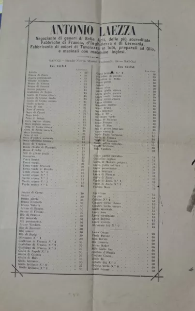 Listino Antonio Laezza Negoziante Generi Belle Arti Napoli Fine 800 Circa