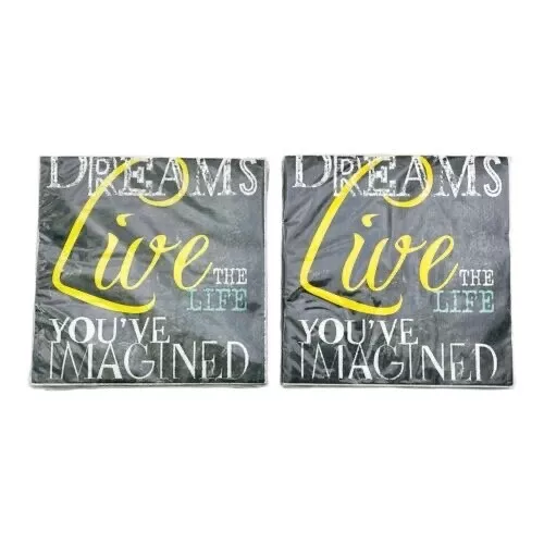 Novelty Cocktail Napkins Dreams Live Life Imagine 5" 30ct 2 Ply Lot of 2