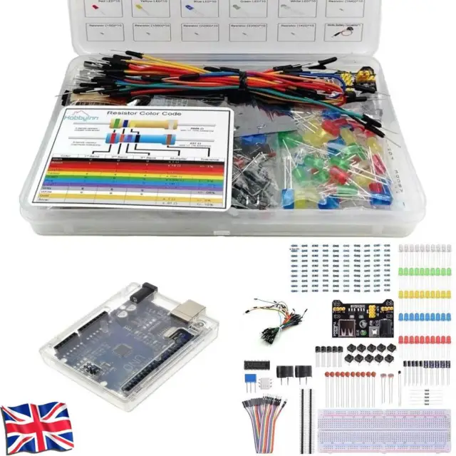 Basic Electronics Starter Kit with UNO R3 Board Enclosure Compatible Arduino IDE