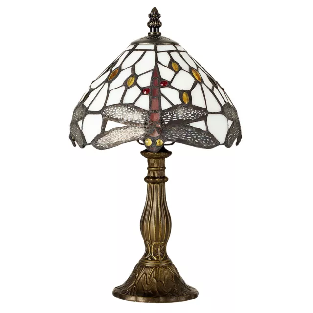 Stained Glass Table Lamp Traditional Mosaic Butterfly Lampshade 34CM Tall Light