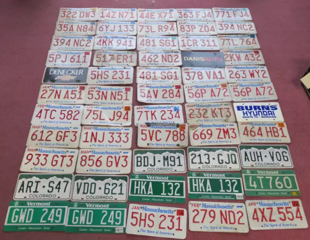 MA CO VT Craft License Plate Vintage Set Collection Bulk Lot 9.99 Lot 29