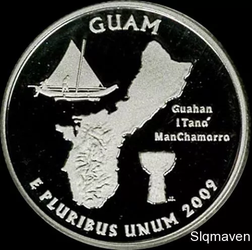 2009 S 90% Silver Guam Quarter Deep Cameo Gem Proof