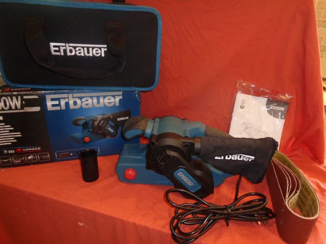 ERBAUER EBS950 BLUE Electric Belt Sander With Carry Bag Box Belts EUR 