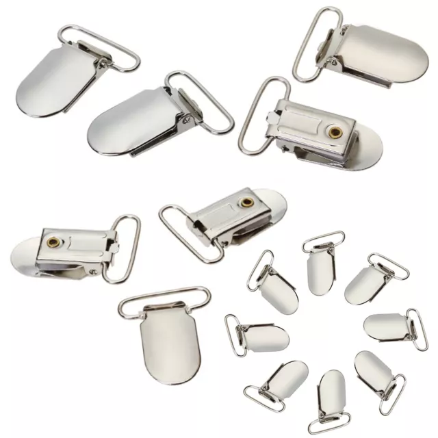 10 Stck. Baby Dummy Clips Silber Metall Klammer Schnuller Halter Riemen Hosenträger Haken