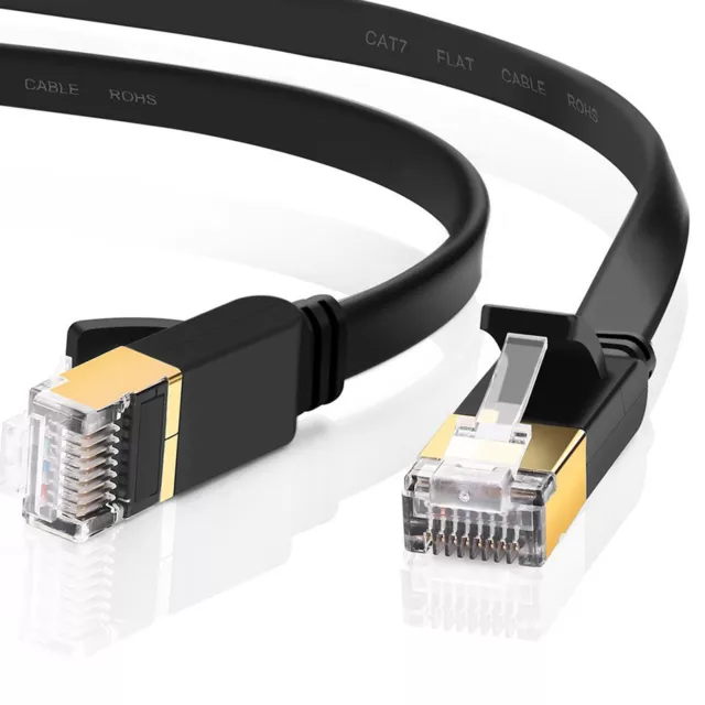 Cat 7 Ethernet Cable Flat High Speed 10 Gigabit LAN Network Patch Cable 7.6M 15M