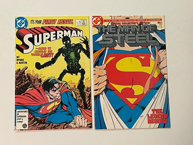 MAN OF STEEL #1 & SUPERMAN #1 Lot John Byrne 1986 / 1987 DC COMCS