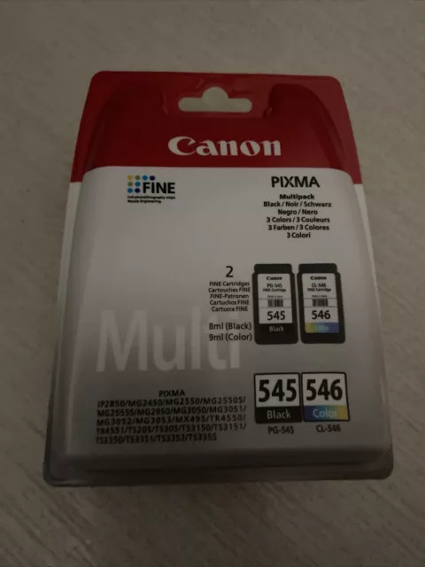Multipack Canon Pg-545 + Cl-546 Originali 8287B005 Per Canon Pixma Mg2450 Mg2550