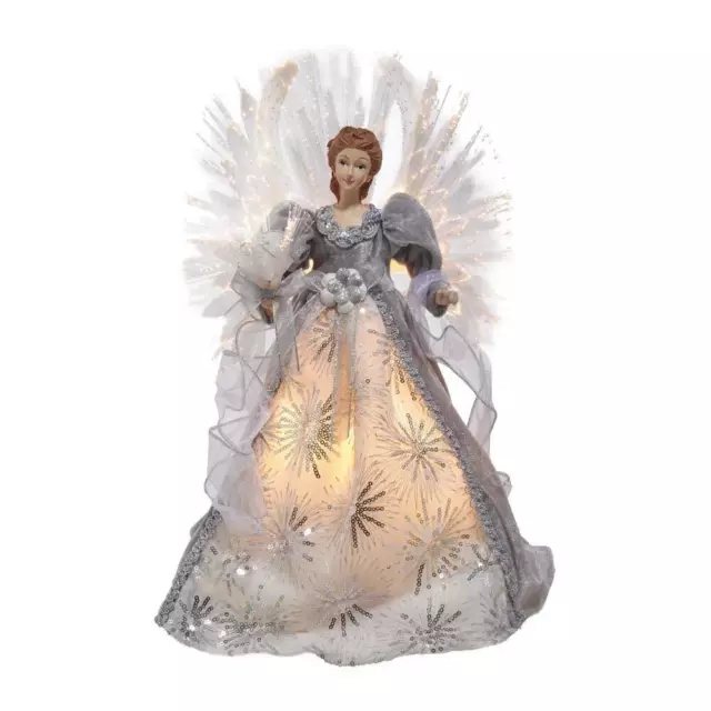 Kurt S. Adler Kurt Adler 16-Inch Fiber Optic White, Silver, and Gray Angel Tree