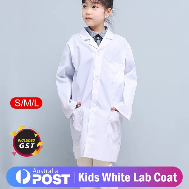 1/2Kids Doctors White Lab Coat Scientist Childrens Fancy Dress Costume Girls Boy