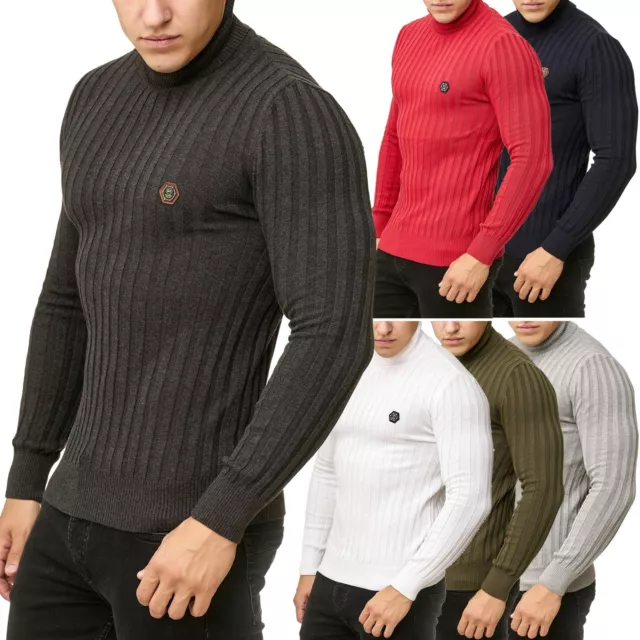 Redbridge Uomo Maglione Pullover Lavorato a Maglia collo Alto Sweatshirt