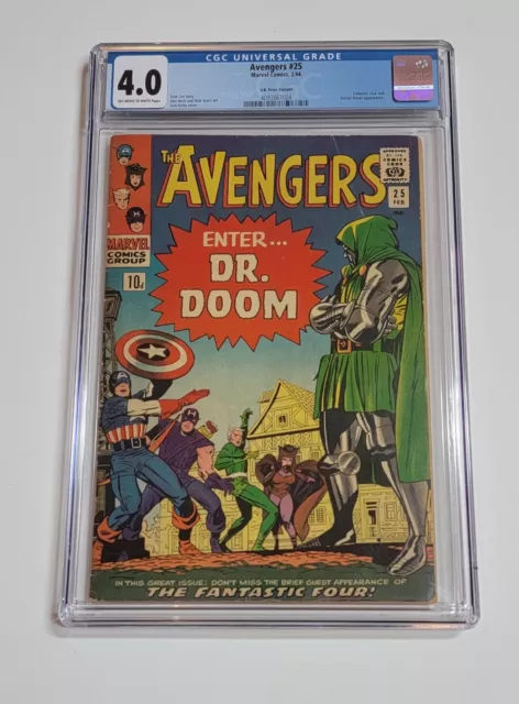Avengers #25 CGC 4.0 UK Price Variant 1966 - Fantastic Four & Doctor Doom