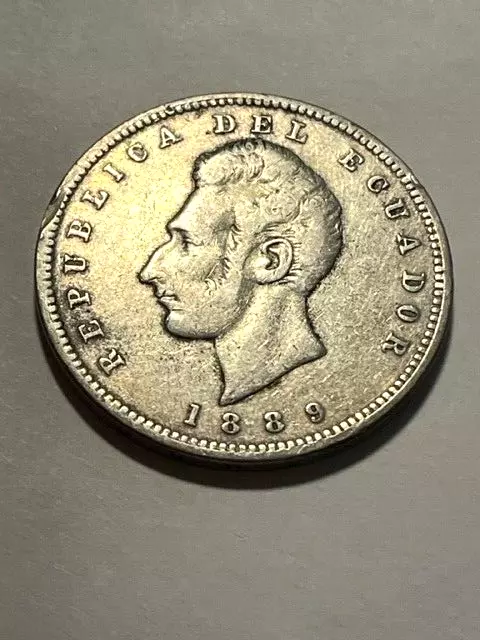 1889 (Heaton) Ecuador 1 Sucre Rim Ding F++ #10240