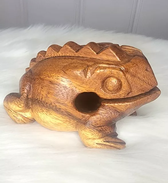 Vintage Hand Carved Wooden Frog