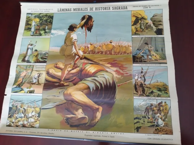 Laminas Murales de Historia Sagrada - David Da Muerte al Gigante Goliat -