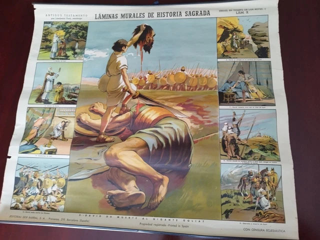 Laminas Murales de Historia Sagrada - David Da Muerte al Gigante Goliat -