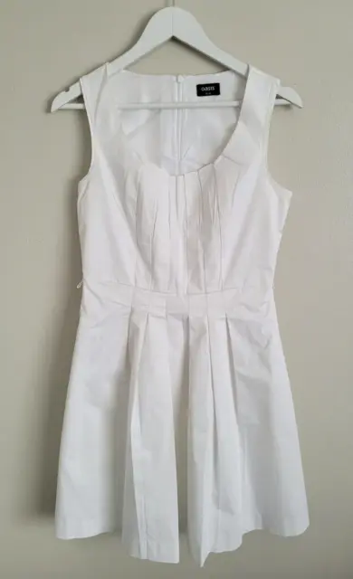 Oasis Dress Womens Size 10 White Sleeveless Pleated Lined