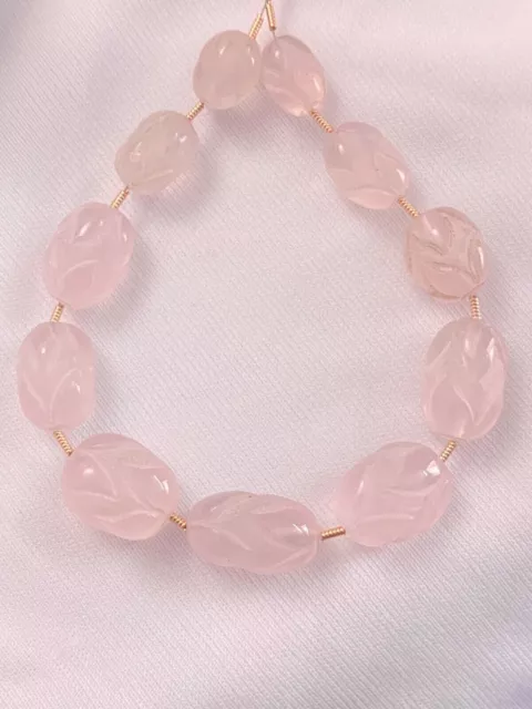 Natural Rose Quartz Carved Beads Oval Nuggets Tumbled Gemstone 12-21mm,11 Beads