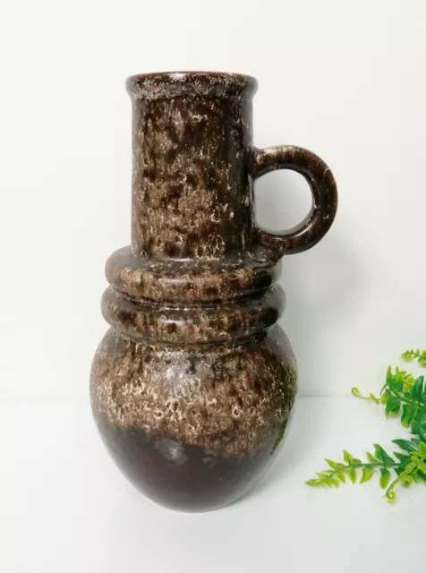 Vintage retro West German Scheurich pottery handled vase - 1970s