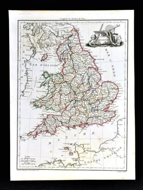 1812 Malte Brun Lapie Map - England Wales London Oxford Liverpool Great Britain