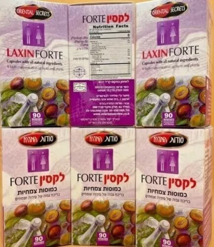 Lot of 6 x Packs of Laxin Forte Stop Constipation Naturally Kosher 6x90 capsules