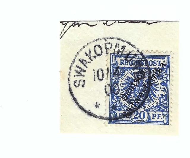 DSWA Deutsch Südwest Afrika Mi. Nr. 8 SWAKOPMUND 10.4.(19)00  Briefstück