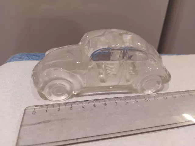 1990's Glass Crystal VW Volkswagen Beetle Paperweight Ornament 14 cm x 6.5 cm