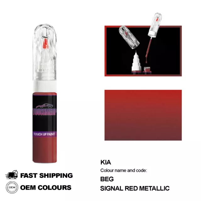 Para Los Modelos Kia Señal Rojo Beg Retoque Pintura Lápiz Kit De Fijación...