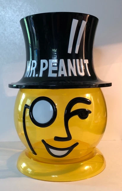 Vintage Mr. Peanut Clear Plastic Head Container Counter Display Planters