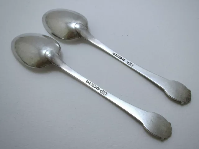 Pair of Unusual Victorian Coburg Variant Sterling Silver Heavy Gauge Tea Spoons 3