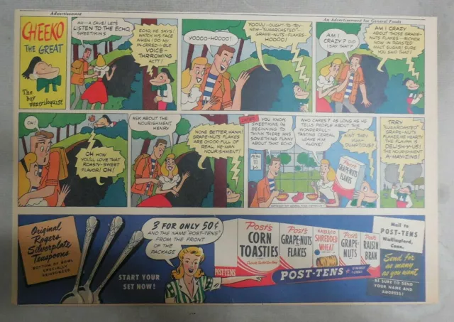 Post Cereal Ad: Grape-Nuts Flakes Cheeko The Great! 1930's-1940's 11 x 15 inches