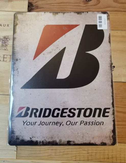 Grande Plaque Publicitaire Bridgestone Relief Tôle Métal Automobile (30cm/40cm)